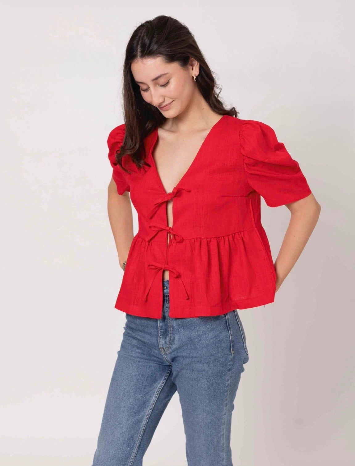 Blusa Roja Moños