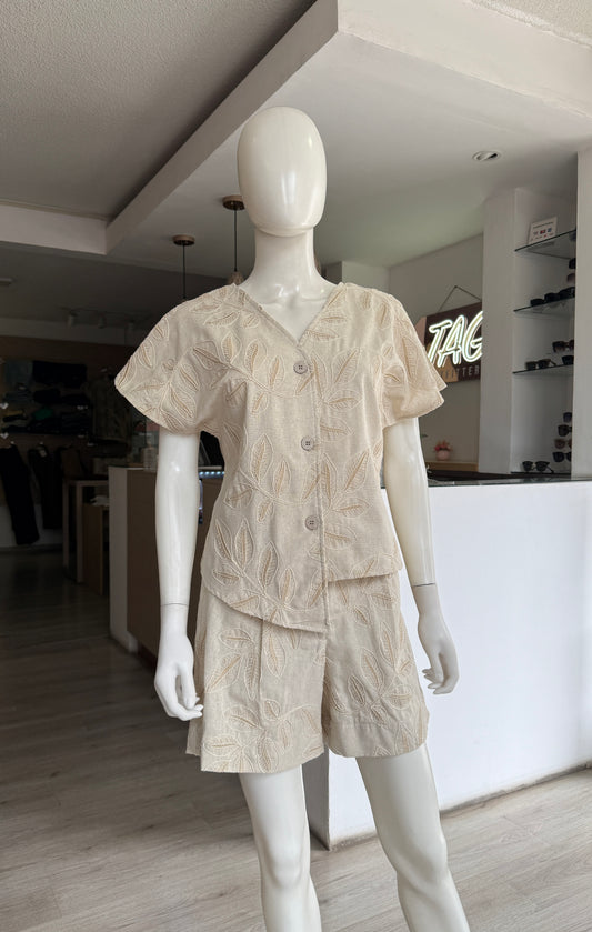 Blusa Beige Hojas
