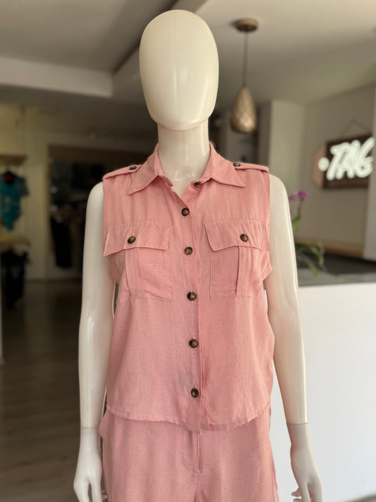 Blusa Camisera Rosa