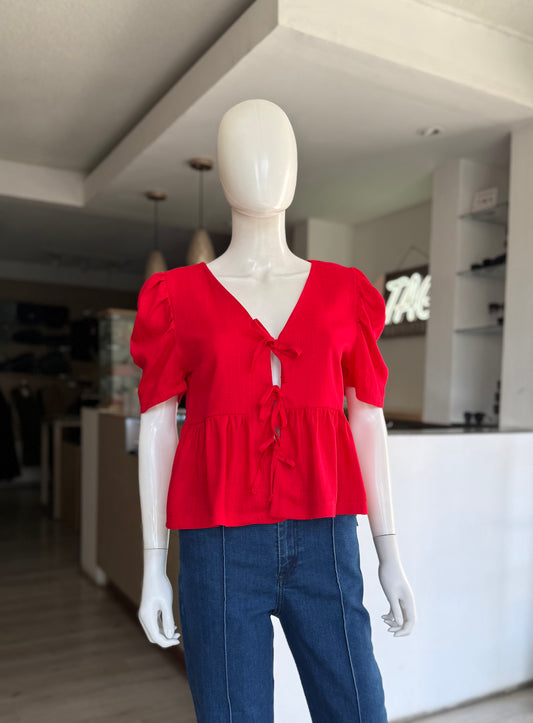 Blusa Roja Moños