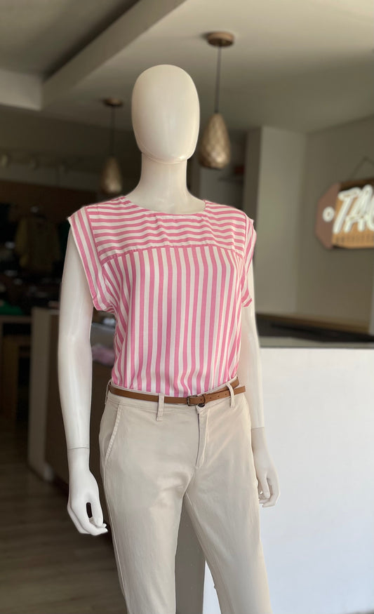 Blusa Rayas Rosa